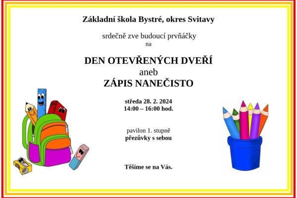 Den otevřených dveří aneb Zápis nanečisto