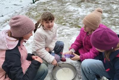 výroba zmrzliny na sněhu